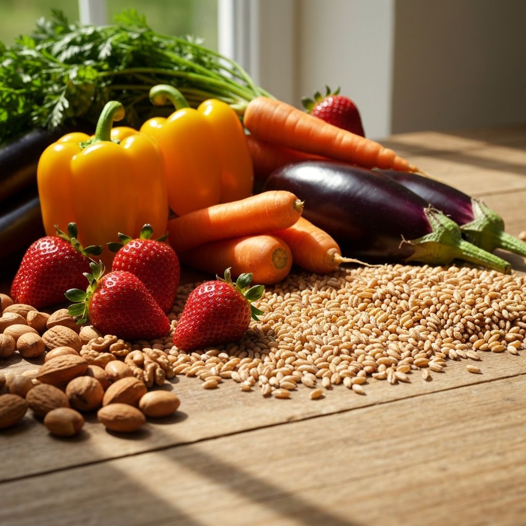 Colorful fresh fruits and vegetables